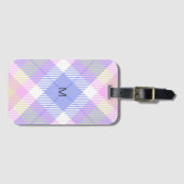 Geruit Blauw Roze Geel Bagagelabel (Voorkant (horizontaal))
