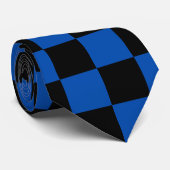 Geruit blauw Zwart Stropdas (Opgerold)