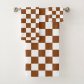 Geruit Bruin en Wit Bad Handdoek (Insitu)