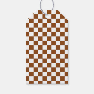 Geruit Bruin en Wit Cadeaulabel