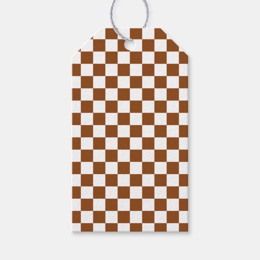 Geruit Bruin en Wit Cadeaulabel (Voorkant)
