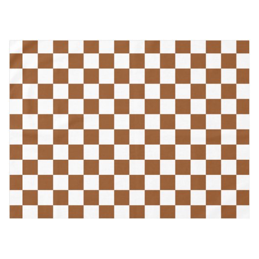 Geruit Bruin en Wit Tafelkleed (Voorkant (Horizontaal))