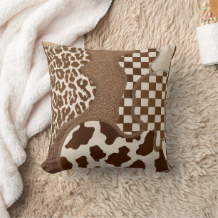Geruit Bruin Golf Mocha Esthetisch Koeienprint Kni Kussen