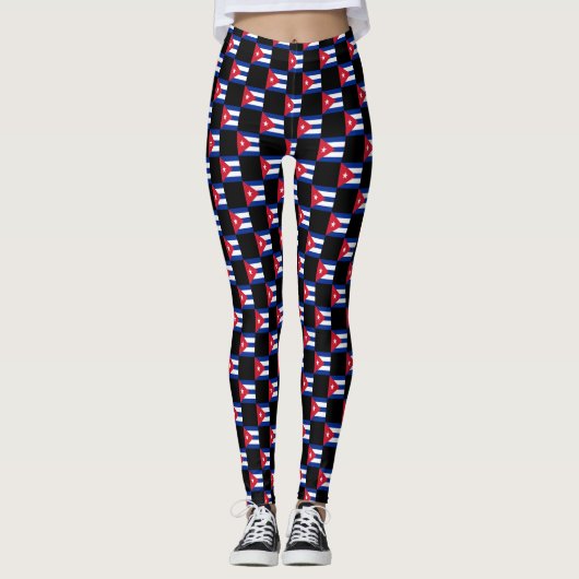 Geruit Cuba-vlagpatroon Leggings (Voorkant)