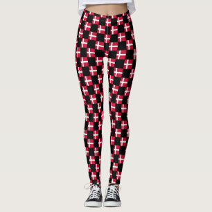 Geruit Denemarken Vlag Patroon Leggings