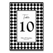 Geruit Eenvoudig Modern Zwart Wit Bruiloft Kaart (Achterkant)