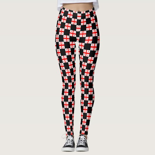 Geruit Georgia-vlagpatroon Leggings (Voorkant)