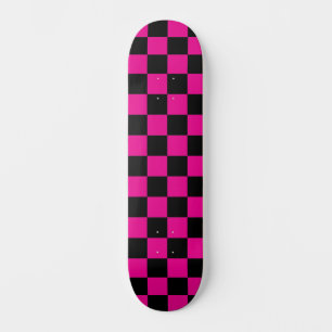 Geruit (geruit) Magenta Hot Pink & Black Skateboard