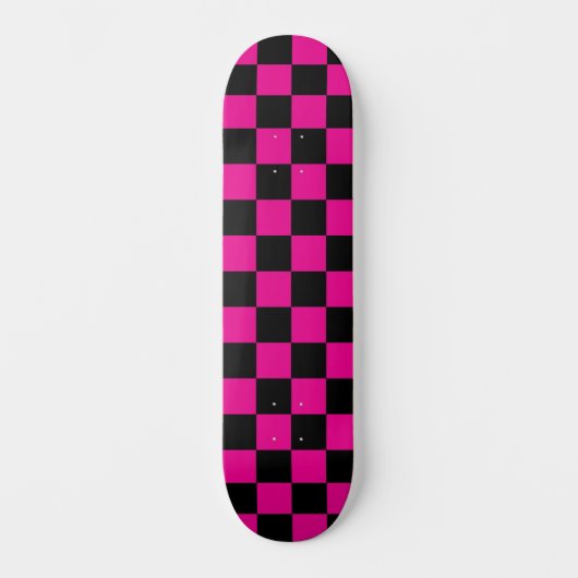 Geruit (geruit) Magenta Hot Pink & Black Skateboard (Voorkant)