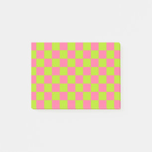 Geruit Groen en Roze Limoen Post-it® Notes