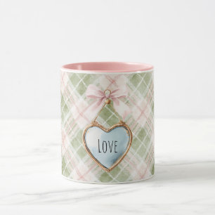 Geruit Groen Roze Strik Blauw Goud Hart Liefde Mok