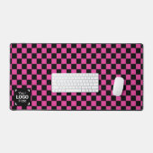 Geruit Hot-Pink / Black - Uw zakelijke Logo Bureaumat (Keyboard & Muis)