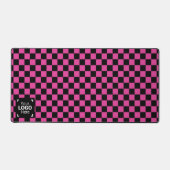 Geruit Hot-Pink / Black - Uw zakelijke Logo Bureaumat (Voorkant)