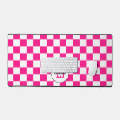 Geruit Hot roze wit geometrische retro Monogram Bureaumat (Keyboard & Muis)
