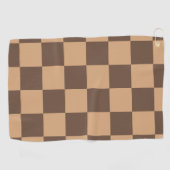  geruit in warme browns golfhanddoek (Horizontaal)