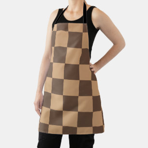  geruit in warme browns schort