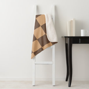 geruit in warme browns sherpa deken