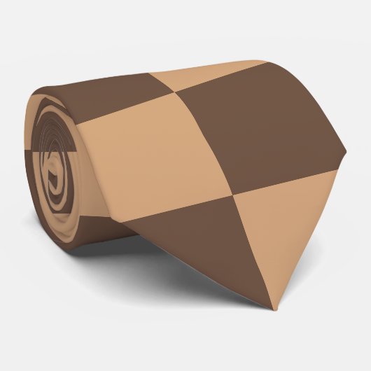 geruit in warme browns stropdas (Opgerold)