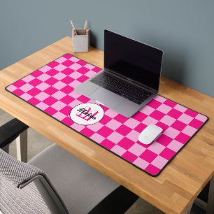 Geruit licht heet roze geometrische retro Monogram Bureaumat