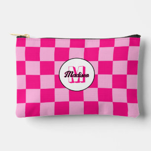 Geruit licht heet roze geometrische retro Monogram Etui