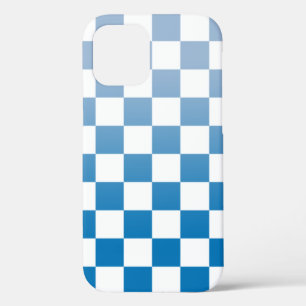 Geruit licht tot donkerblauw ombré patroon iPhone 12 hoesje