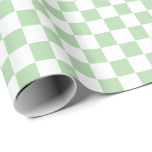 Geruit lichtgroen en wit cadeaupapier