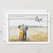 Geruit LOVE Minimaal Script Bruine Kerstkaart (Voorkant)