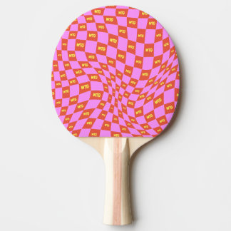 geruit neon roze sinaasappel geel modern retro tafeltennisbatje