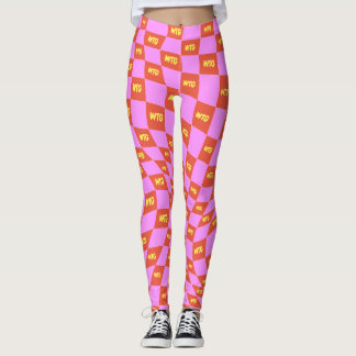 geruit neon roze sinaasappel geel monogram leggings