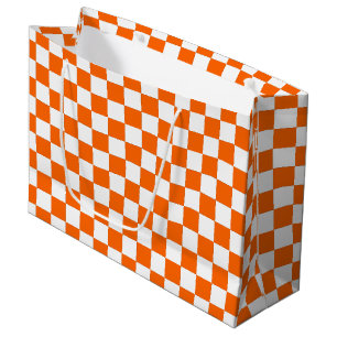 Geruit Oranje en Wit Groot Cadeauzakje