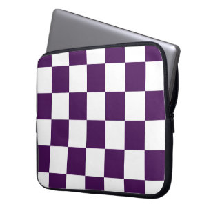 Geruit Paars en Wit Laptop Sleeve