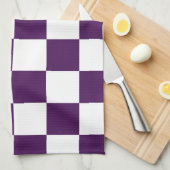 Geruit Paars en Wit Theedoek (Quarter Fold)