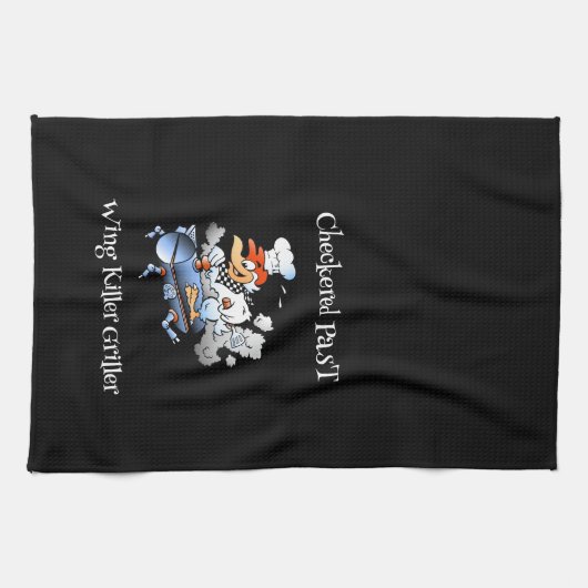 Geruit Past Chicken Mascot Griller Blad Custom Theedoek (Horizontaal)