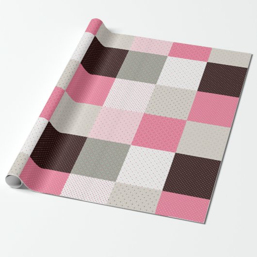 Geruit Patchwork Patroon Cadeaupapier (Uitgerold)