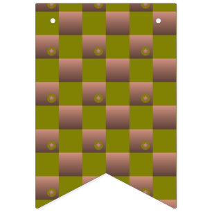 Geruit patroon in bruin en olijfgroen vlaggetjes