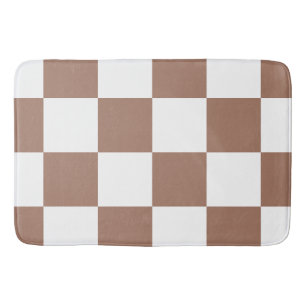 Geruit patroon in wit en Mocha Mousse Badmat