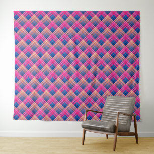 Geruit patroon met zigzagkleuring wandkleed