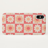 Geruit Perzik Fuzz Retro Bloemen Patroon Case-Mate iPhone Case (Achterkant (horizontaal))