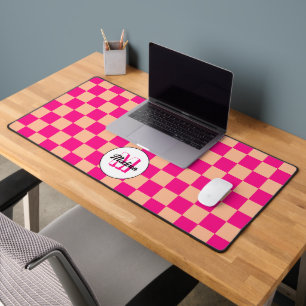 Geruit perzik heet roze geometrische retro Monogra Bureaumat
