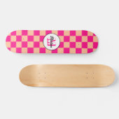 Geruit perzik heet roze geometrische retro Monogra Skateboard (Horizontaal)