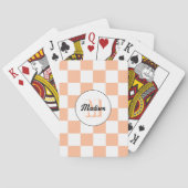 Geruit perzikkleurig wit geometrisch retro monogra pokerkaarten (Achterkant)