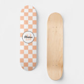 Geruit perzikkleurig wit geometrisch retro monogra skateboard (Voorkant)