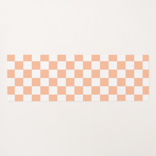 Geruit perzikkleurig wit geometrisch retro monogra yogamat (Achterkant (horizontaal))