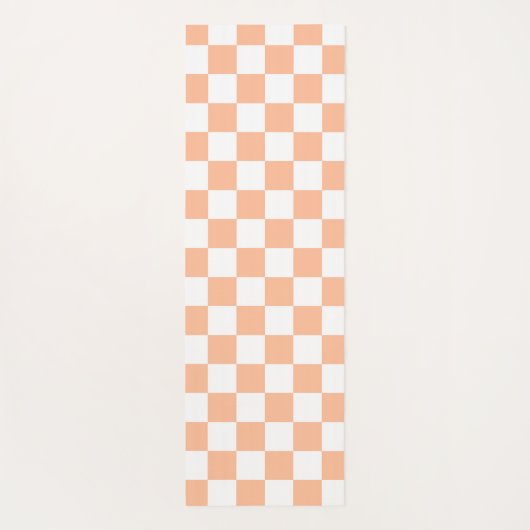 Geruit perzikkleurig wit geometrisch retro monogra yogamat (Achterkant)