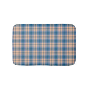 Geruit Plaid Beige Blauw Grijs en Perzik Badmat