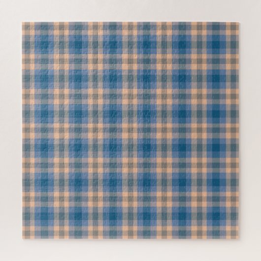 Geruit Plaid Beige Blauw Grijs en Perzik Legpuzzel (Verticaal)