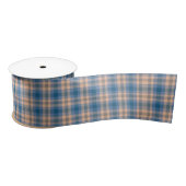 Geruit Plaid Beige Blauw Grijs en Perzik Lint (Spoel)