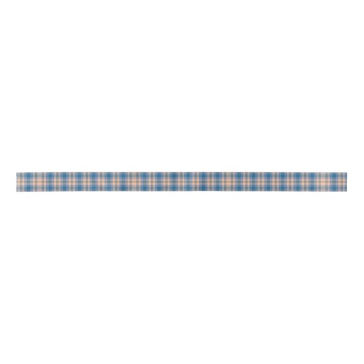 Geruit Plaid Beige Blauw Grijs en Perzik Lint (Voorkant)