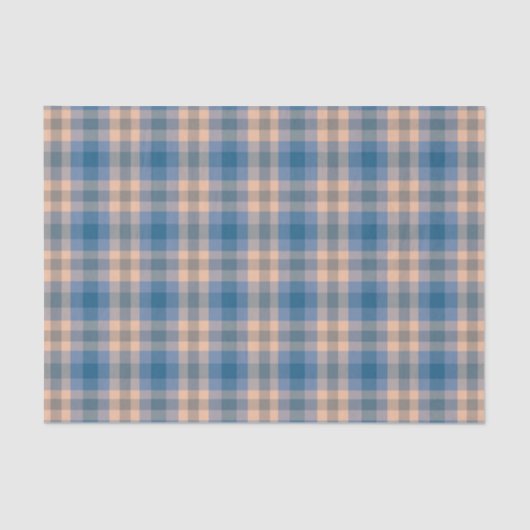 Geruit Plaid Beige Blauw Grijs en Perzik Tissuepapier (Voorkant)