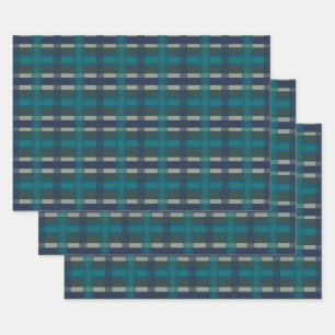 Geruit Plaid Blauw Groen Plaid En Turquoise Inpakpapier Vel